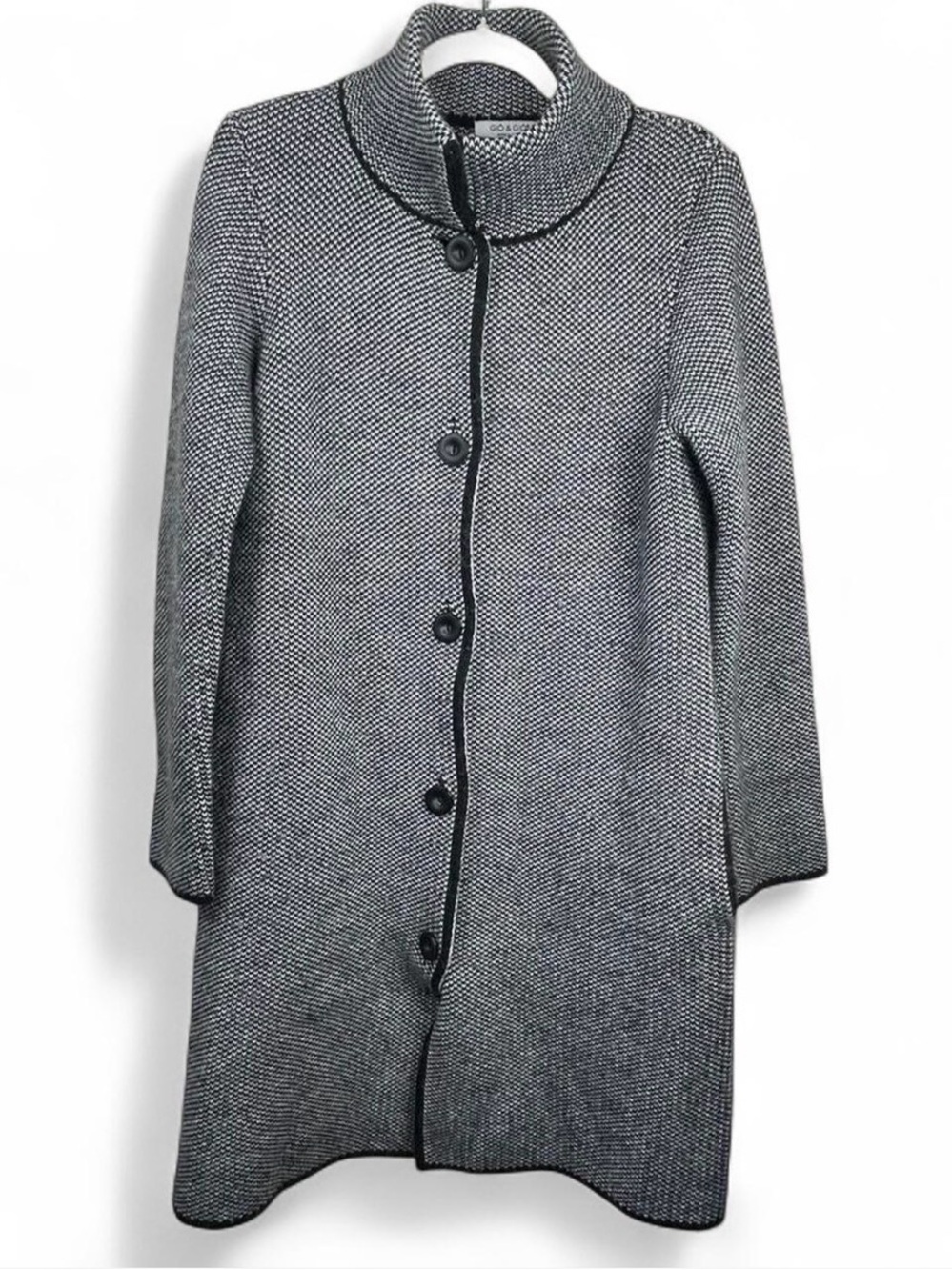 Gio&Gio  Black & White Textured Button-Front Sweater Coat